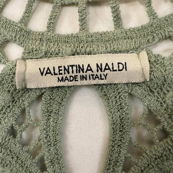 Valentina Naldi Italy OpenFront Linen Crochet Kimono Jacket Womens OS Sage Green - Picture 5 of 10